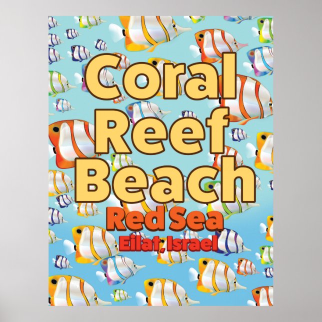 Poster Coral Reef Beach Eilat, Israël (Devant)