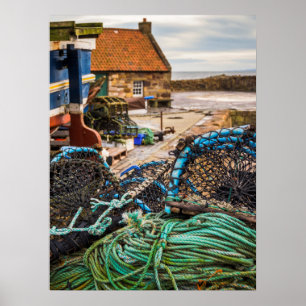 Poster Cordages et casiers à homard Pittenweem, Écosse
