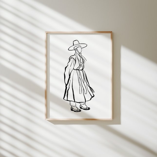 Poster coréen Hanbok Man with Gat Ink Line (Créateur téléchargé)