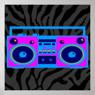 Poster Corey Tiger 80s Retro Boombox Radio