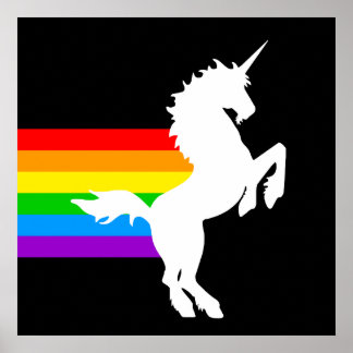 Poster Corey Tiger 80s Retro Unicorn Arc en ciel