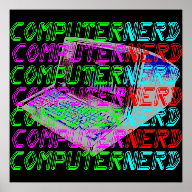 Poster Corey Tiger 80s Vintage Style Ordinateur Nerd (Devant)
