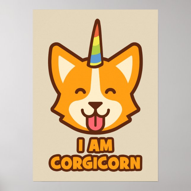 Poster Corgi Unicorn - CORGICORN (Devant)