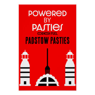 Poster Cornwall Cornish Pasnish Anglais