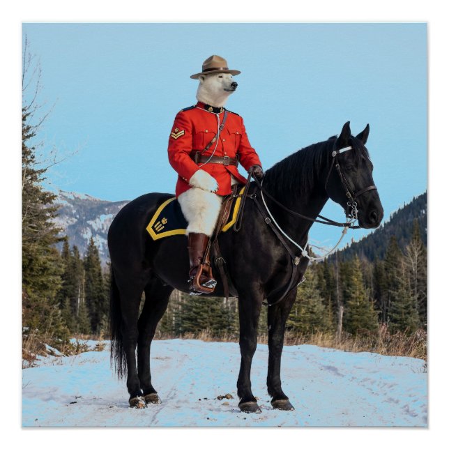 Poster Corporal de la GRC ours polaire à cheval (Devant)