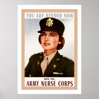 Poster Corps des infirmières de l'armée ~ 2ÈME GUERRE MON