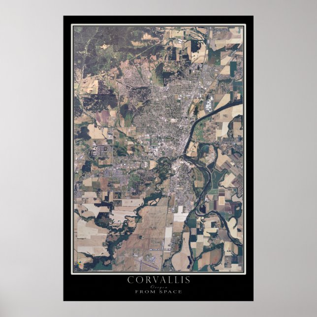 Poster Corvallis Oregon Carte Satellite Spatiale (Devant)