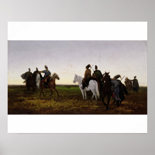 Poster Cosaques à cheval, 1874 (huile sur toile) (Devant)