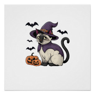 Poster Costume de sorcière chauve-souris citrouille drôle