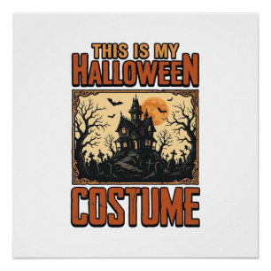 Poster Costume Halloween Maison Hantée Vintage T-Shirt De