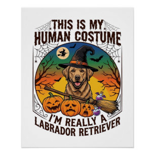 Poster Costume Humain Labrador Retriever Sorcière d'Hallo