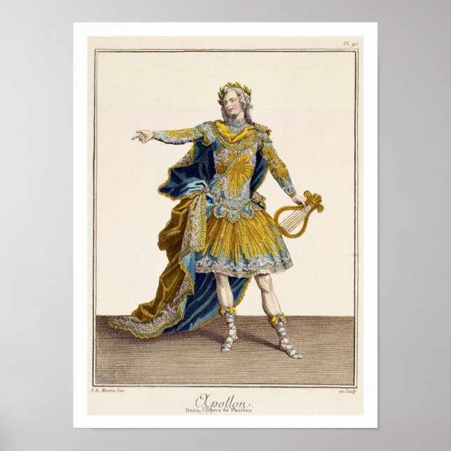 Poster Costume pour Apollo dans l'opéra 'Phaethon', engra (Devant)
