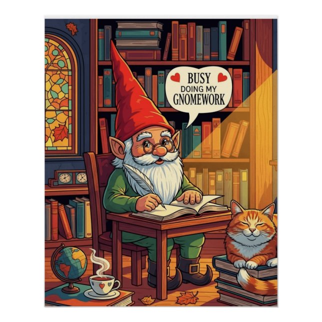 Poster Cosy gnome faisant son gnome (Devant)