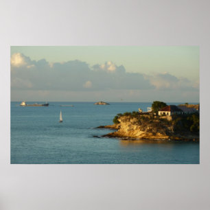 Poster Côte d'Antiguan Beau paysage marin de l'île