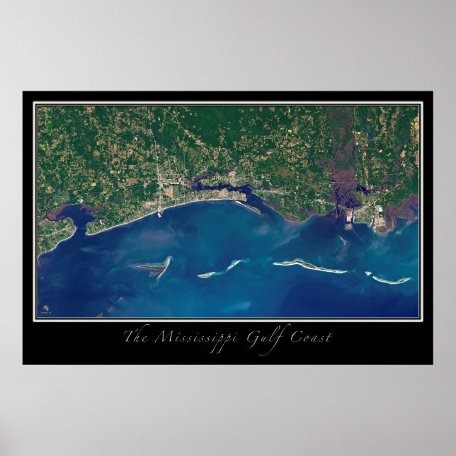 Poster Côte du golfe du Mississippi - Carte satellite spa (Devant)