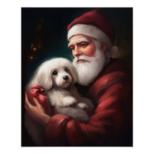 Poster Coton De Tulear Avec Noël Du Père Noël