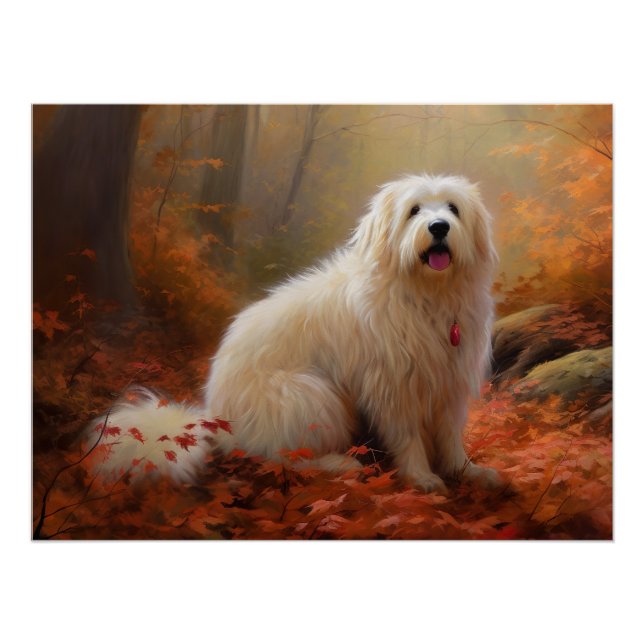 Poster Coton De Tulear dans les feuilles d'automne qui to (Devant)