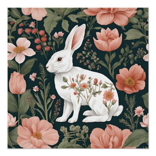 Poster Cottagecore Cute Rabbit (Devant)