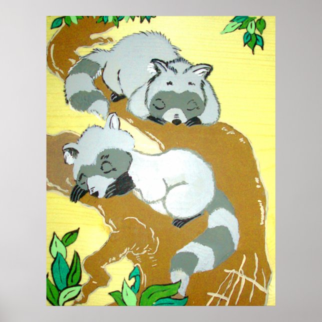 Poster couché de Baby Raccoons (Devant)
