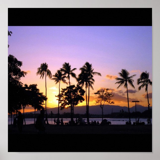 Poster Coucher de soleil à Hawaii (Devant)