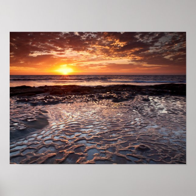 Poster Coucher de soleil à la plage, Californie (Devant)