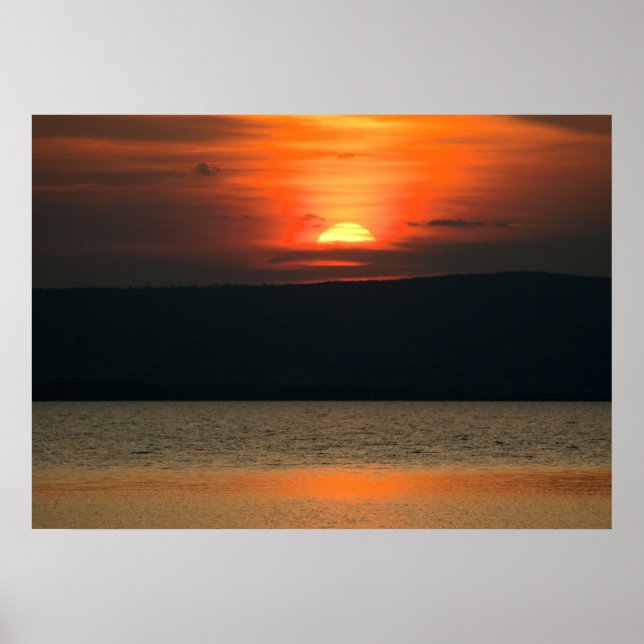 Poster Coucher de soleil à Neusiedlersee (Devant)