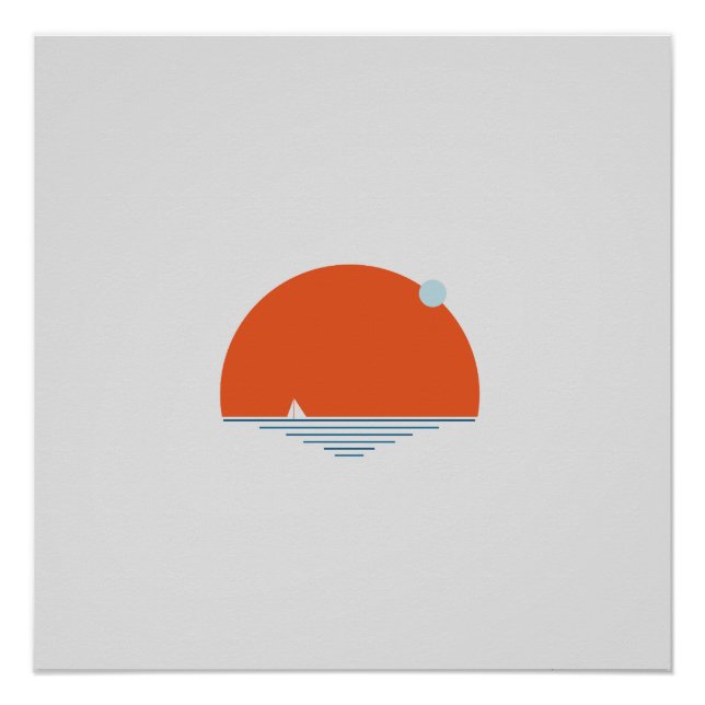 Poster Coucher de soleil au bord de la mer (Devant)