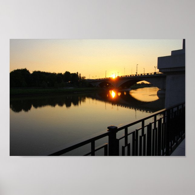Poster Coucher de soleil au pont de Broad Street à Columb (Devant)
