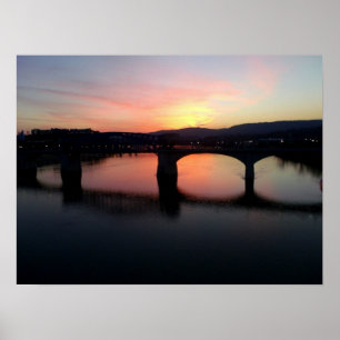 Poster Coucher de soleil de Chattanooga sur l'eau