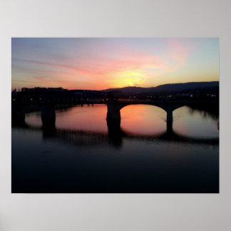 Poster Coucher de soleil de Chattanooga sur l'eau