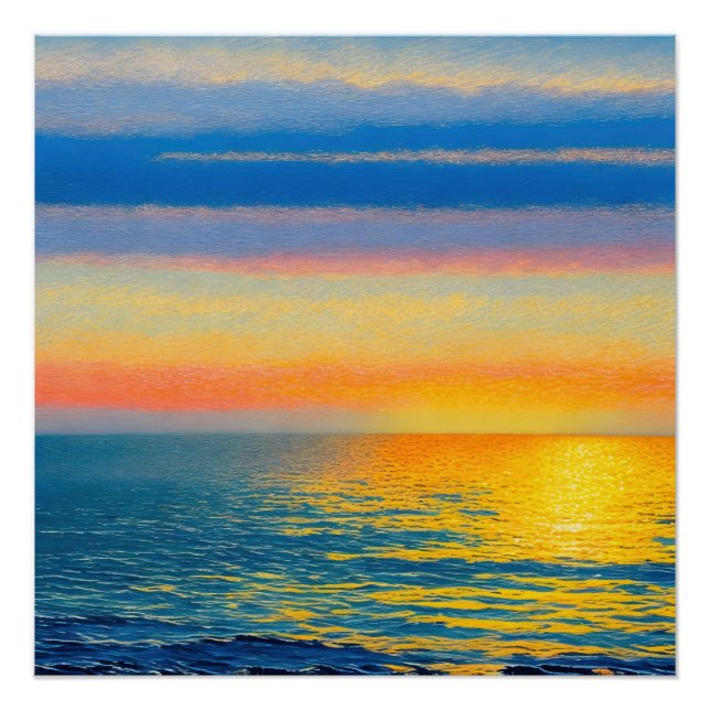Poster Coucher de soleil de la mer d'Orange (Devant)