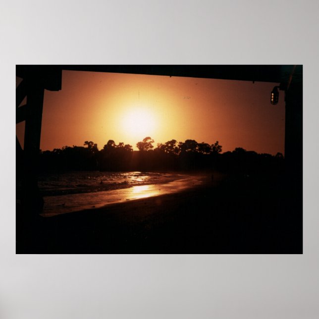 Poster coucher de soleil de plage de goleta, père Noël ba (Devant)