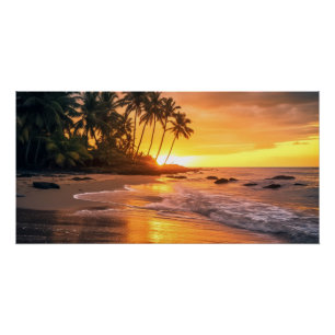 Poster Coucher de soleil de plage tropical