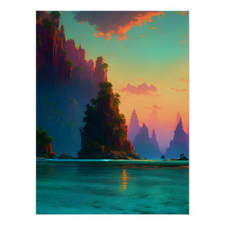 Poster Coucher de soleil de plage tropical