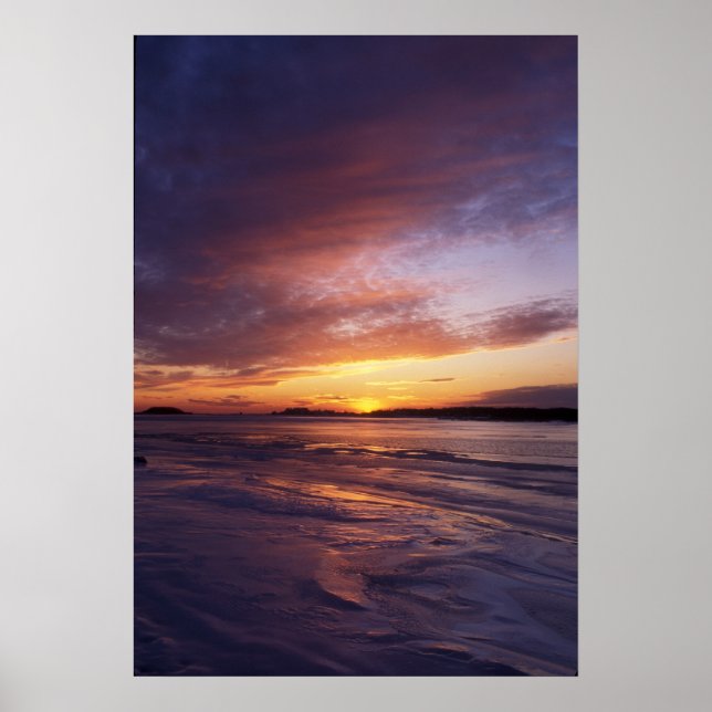 Poster Coucher de soleil d'hiver, parc Bluff Point State  (Devant)