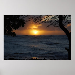Poster Coucher de soleil d'Oahu