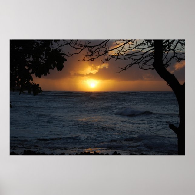 Poster Coucher de soleil d'Oahu (Devant)