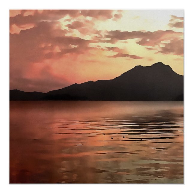 Poster Coucher De Soleil Dramatique À Koycegiz Paysage Ar (Devant)