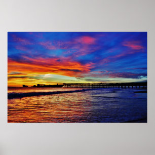 Poster Coucher de soleil du navire de ciment