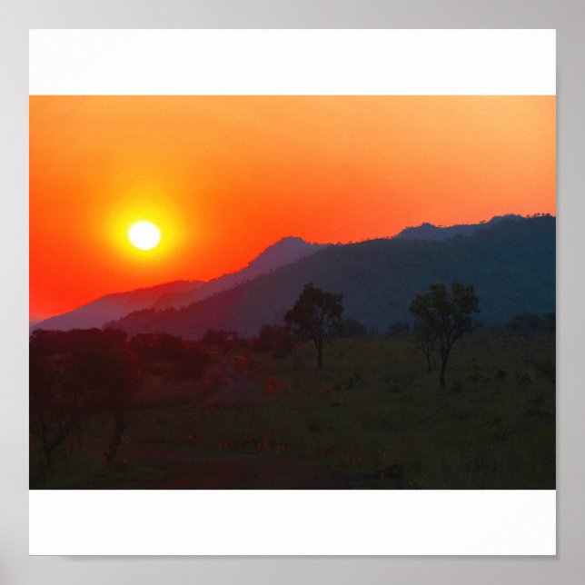Poster Coucher de soleil en Afrique du Sud (Devant)