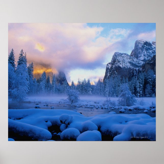 Poster Coucher de soleil en hiver dans le parc national Y (Devant)