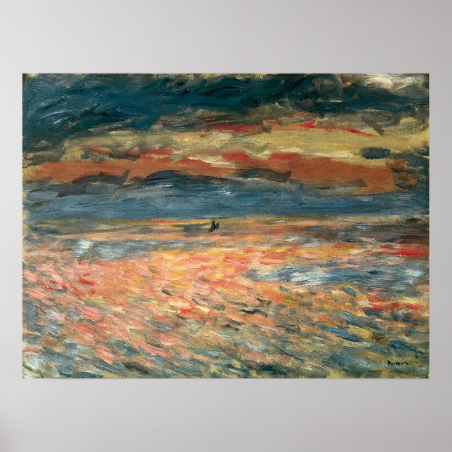 Poster Coucher de soleil en mer par Pierre Renoir, Beaux- (Devant)