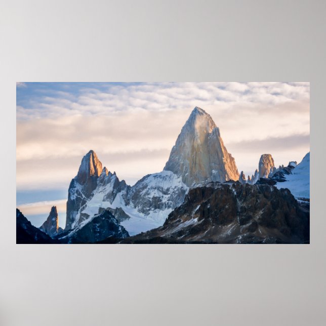 Poster Coucher De Soleil Et Nuages Sur Le Mont Fitzroy (Devant)