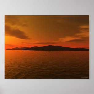 Poster Coucher de soleil hawaïen
