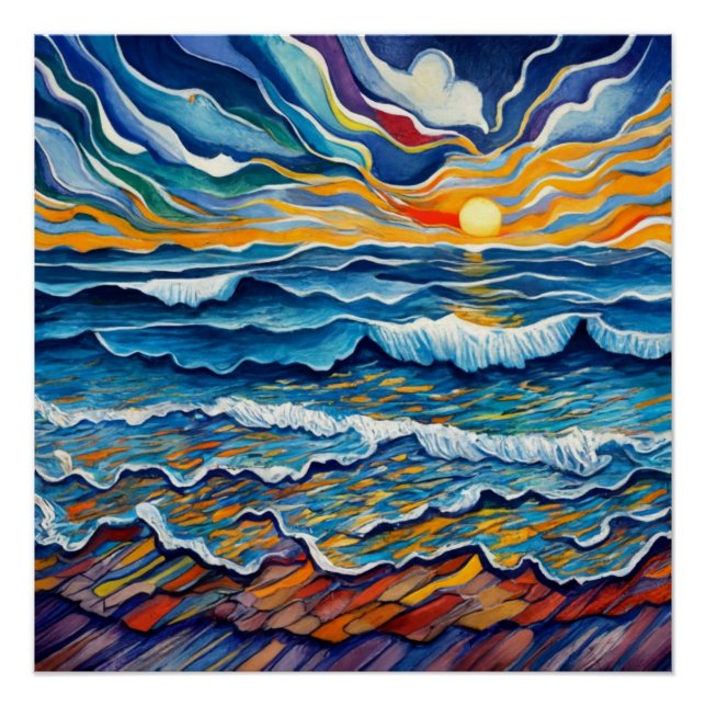 Poster Coucher de soleil paisible (Devant)