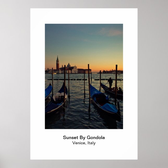 Poster - Coucher de soleil par Gondola Venice Ital (Devant)
