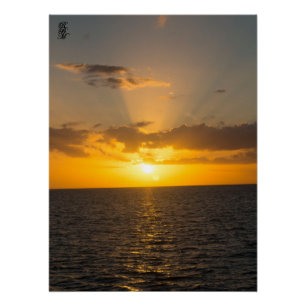Poster Coucher de soleil radieux sur l'océan