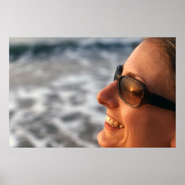 Poster Coucher de soleil reflété dans les lunettes de sol (Devant)