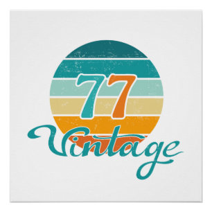 Poster Coucher de soleil Rétro 77 en détresse Vintage