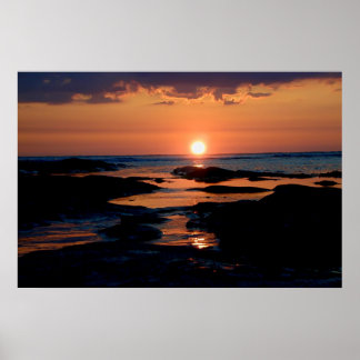 Poster Coucher de soleil rocheux